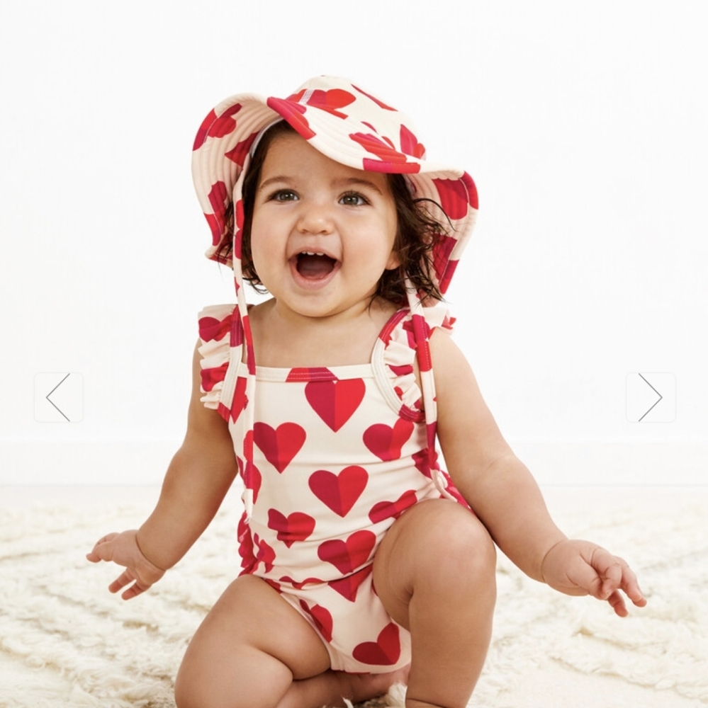 Hanna Andersson swimsuit and matching hat